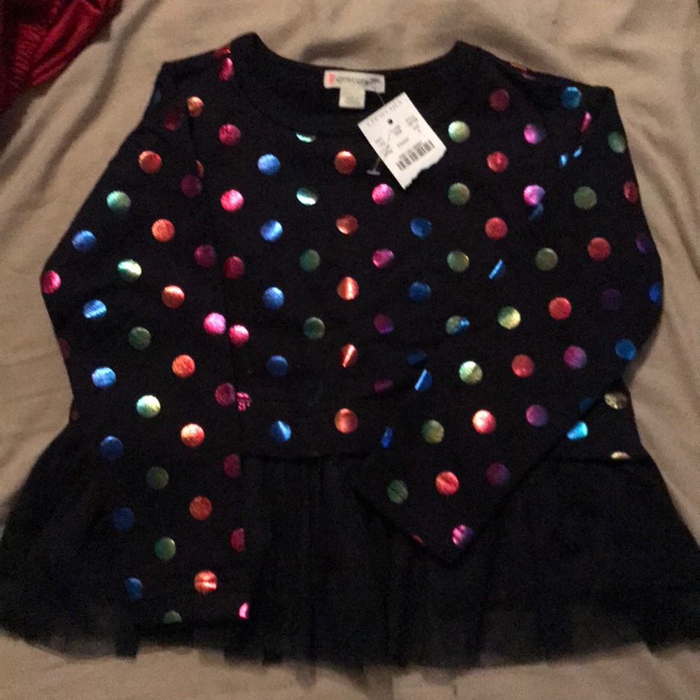Navy rainbow Polk a dot long sleeve shirt